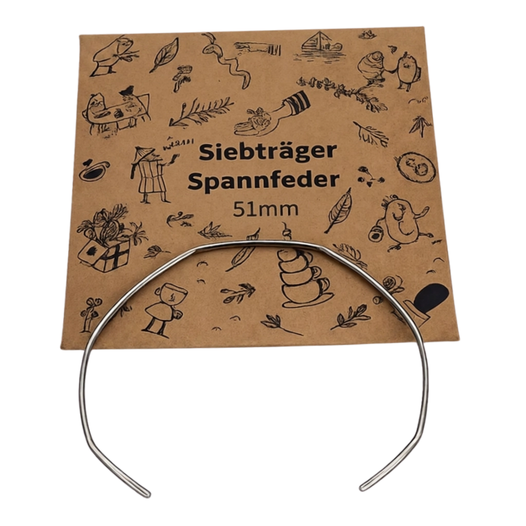 Kaffeemacher Spannfeder 51 mm für Siebträger mit Produktverpackung als freigestellte Produktansicht